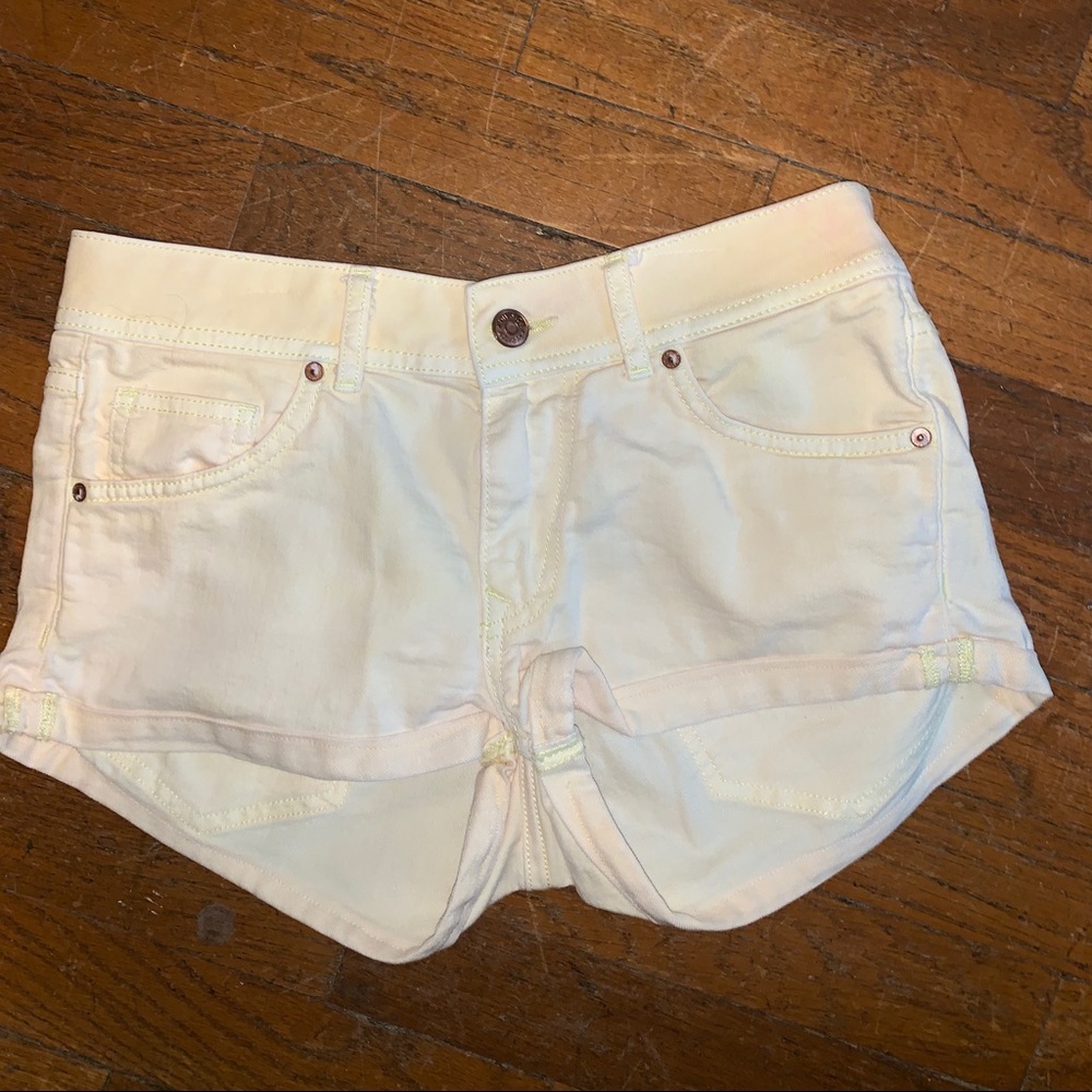 Pastel Yellow Denim Shorts